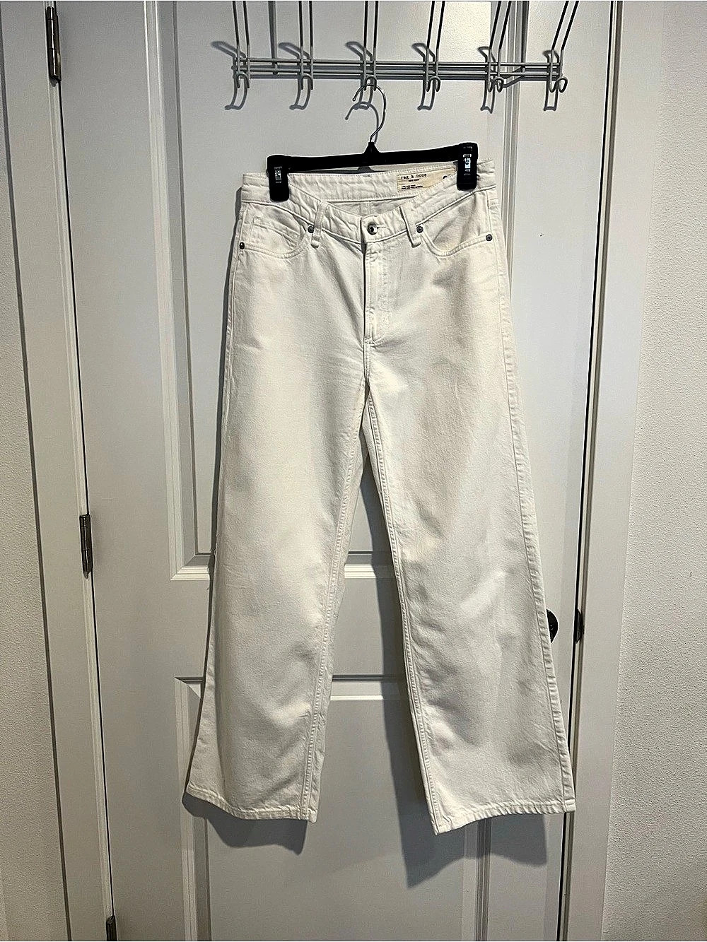 rag & bone Lori Low-Rise Wide Leg Full Length Jeans, White, Waist 26
